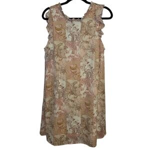 Andree By Unit Babydoll Dress Colorful Floral Shift V Neck Short Sleeve Medium‎